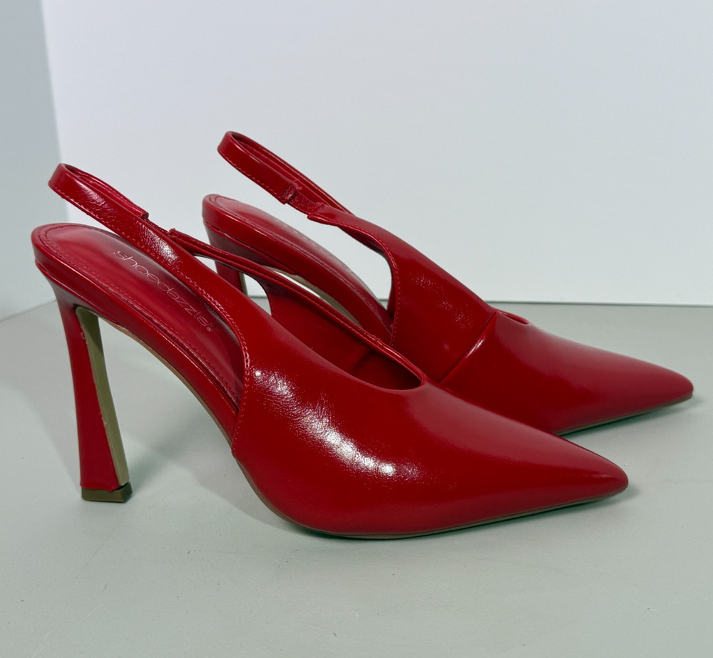 ShoeDazzle Alaiya Salsa Red Slingback Pumps Pointed Toe Stiletto Heels Sz 8 NIB